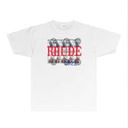 Rhude T-shirts Printed Trendy Pure Cotton
