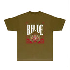 Rhude T-shirts Printed Trendy Pure Cotton
