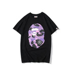 Bathing Ape T-Shirt Summer Purple Camouflage Print Casual Short Sleeve T-shirt