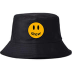 Drew House Justin Bieber Hat Bucket Hat Fishing Cap Cotton Print Fisherman Hat Smiley Face Printing Summer Casual