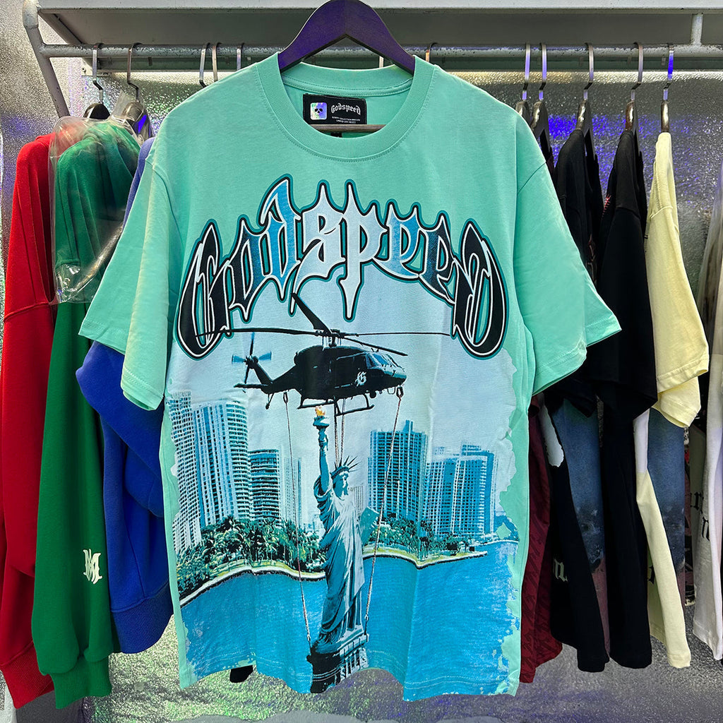 Godspeed T-shirts Helicopter Free Muse Printed Cotton Casual Short Sleeves Men and Women