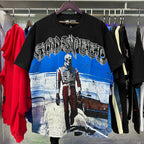 Godspeed T-shirts Sports Car Skull Racer Printed Cotton Casual Short Sleeve Men and Women