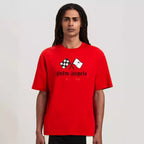 Palm Angels T-shirt Racing Flag Letter Print Short Sleeve T-shirt