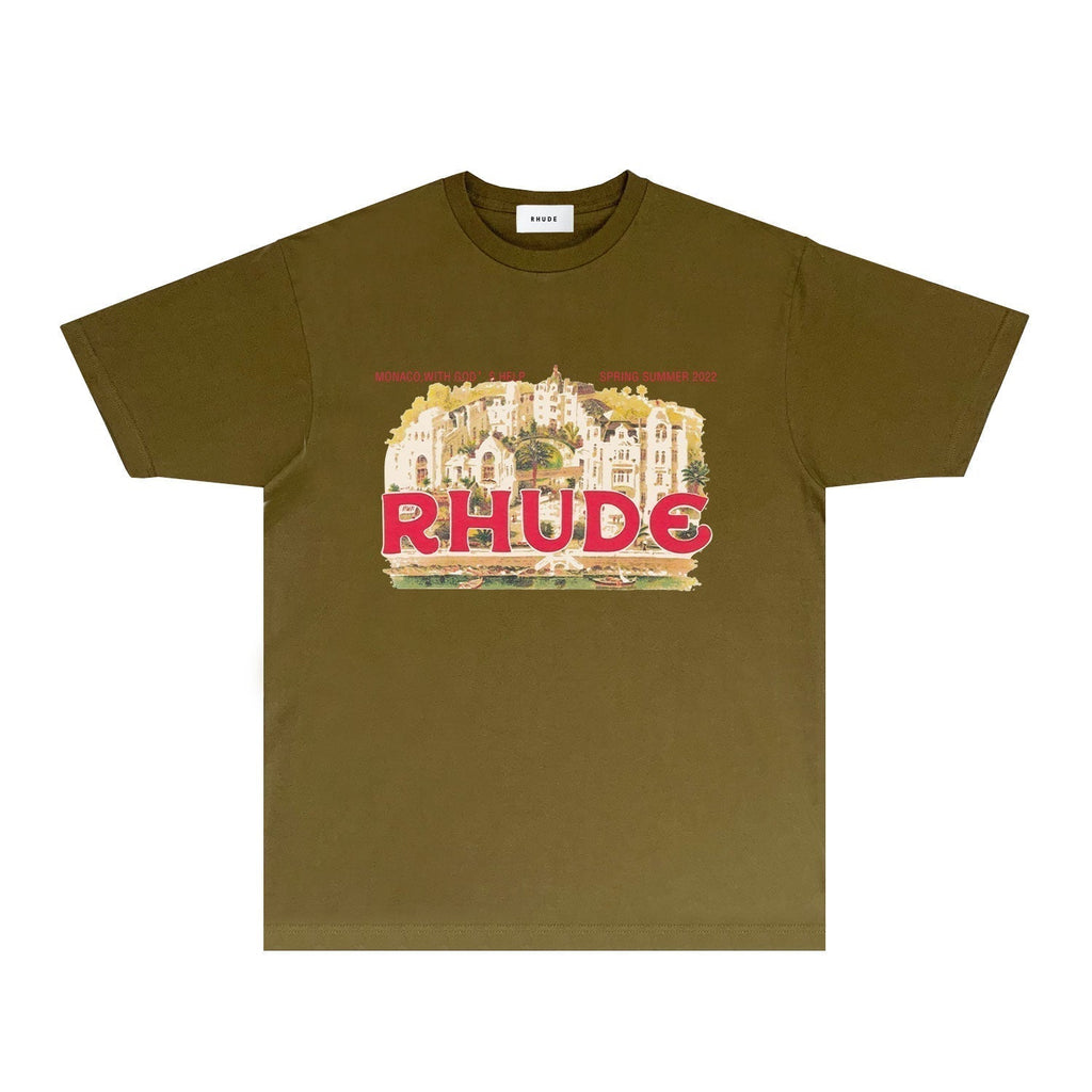 Rhude T-shirts Printed Trendy Pure Cotton