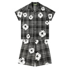 Denim Tears Shirt & Shorts 2 Piece Set Kapok Plaid Short Sleeve