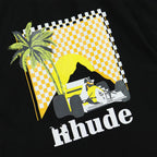 Rhude T-shirt Sunset Coconut Racing Printed Short Sleeve T-shirt