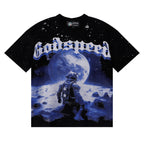 Godspeed T-shirts Space Astronaut Earth Print Cotton Short Sleeve Men and Women