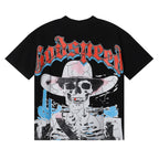 Godspeed T-shirts Great Western Skull Denim Cactus Print Cotton Casual Short Sleeve Men and Women