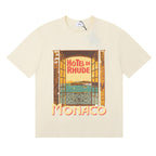 Rhude T-shirts Windowsill Seaview Printing Cotton Casual Short Sleeve Men and Women