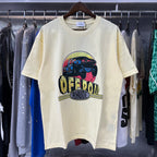 Rhude T-shirts Off-Road Vehicle Printed Cotton Casual Short Sleeve Men and Women