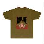 Rhude T-shirts Printed Trendy Pure Cotton