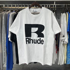Rhude T-shirts Solid Color R Letter Printing Cotton Casual Short Sleeve Men and Women