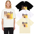 Rhude T-shirt gradual change color bird print short sleeve T-shirt