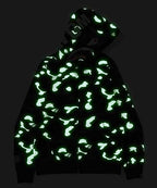 Bathing Ape Black and White Luminous Shark Coat High Quality Looped Fabric Hooded Shark Sweater
