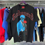 Godspeed T-shirts Skull Gentleman Rose Print Cotton Casual Short Sleeve Men and Women