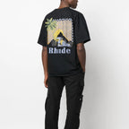 Rhude T-shirt Sunset Coconut Racing Printed Short Sleeve T-shirt