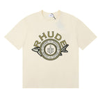 Rhude T-shirts Sturgeon Caviar Printed Cotton Short Sleeves Men and Women