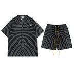 Rhude T-shirt Zebra Letter Embroidery Casual Short Sleeve Shirt, Shorts