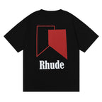 Rhude T-shirt Micro Standard Geometric Square Color Matching Printed Short Sleeve T-shirt