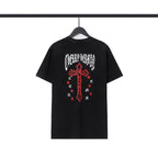 Chrome Heart T Shirts Cross Sanskrit Printed Crew Neck Washed Short Sleeve Fashion T-Shirt