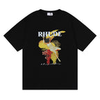 Rhude T-shirt Micro Label Alphabet Art Abstract Short Sleeve T-shirt