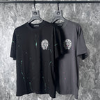 Chrome Heart T Shirts Cross Leather Print Short Sleeve T-Shirt Loose