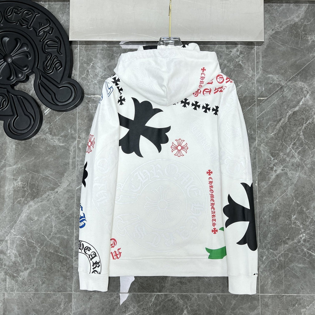 Chrome Heart Hoodie Cow Print Casual Hooded Sweater Sweater Hoodie