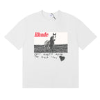 Rhude T-shirt Micro Label Alphabet Horse Print Short Sleeve T-shirt