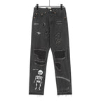 Gallery Dept Jeans Skull Alphabet Patch Heavy Industry Washed Jeans