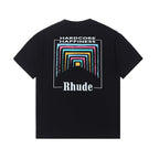 Rhude T-shirt Rainbow Square Circle Printed Short Sleeve T-shirt