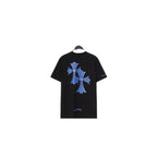 Chrome Heart T Shirts Blue Cross Loose Crew Neck Short Sleeve