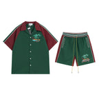 Rhude T-shirt Coconut Alphabet Beach Embroidery Short Sleeve Shirt Shorts