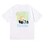 Rhude T-shirt Sunset Coconut Racing Printed Short Sleeve T-shirt