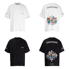 Chrome Heart T Shirts Colorful Cross Flower Arm Short Sleeve
