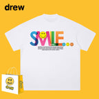 Drew T-shirts Smiley Face Letter Print Short-Sleeve