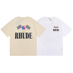 Rhude T-shirt Alphabet Flag Print Short Sleeve T-shirt