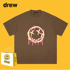 Drew T-shirts Flame Smiley Face Short Sleeve Print
