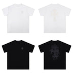 Chrome Heart T Shirts Croix Cross Color Embroidery Printed Short Sleeve T-Shirt Loose