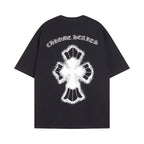 Chrome Heart T Shirts Croix Cross Leather Printed Short Sleeve T-Shirt