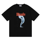 Rhude T-shirt Art Abstract Design Printed Short Sleeve T-shirt