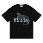 Rhude T-shirt Black Panther Letter Print Short Sleeve T-shirt