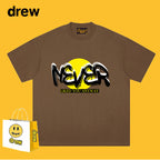 Drew T-shirts Smiley Face Short Sleeve Loose round Neck Short Sleeve