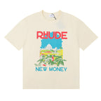 Rhude T-shirt Castle Coconut Letter Print Short Sleeve T-shirt