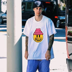 Drew T-shirts Smiley Red Hat Printed T-shirt