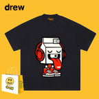 Drew T-shirts Cotton Short Sleeve Cartoon Graffiti