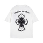 Chrome Heart T Shirts Croix Cross Leather Printed Short Sleeve T-Shirt