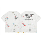 Gallery Dept T-Shirt Color Hand Painted Splash Ink Letter Print Short Sleeve T-Shirt
