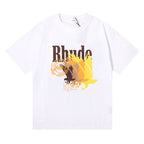 Rhude T-shirt gradual change color bird print short sleeve T-shirt