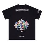 Chrome Heart T Shirts Colorful Cross Flower Arm Short Sleeve