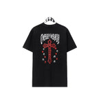 Chrome Heart T Shirts Cross Sanskrit Printed Crew Neck Washed Short Sleeve Fashion T-Shirt